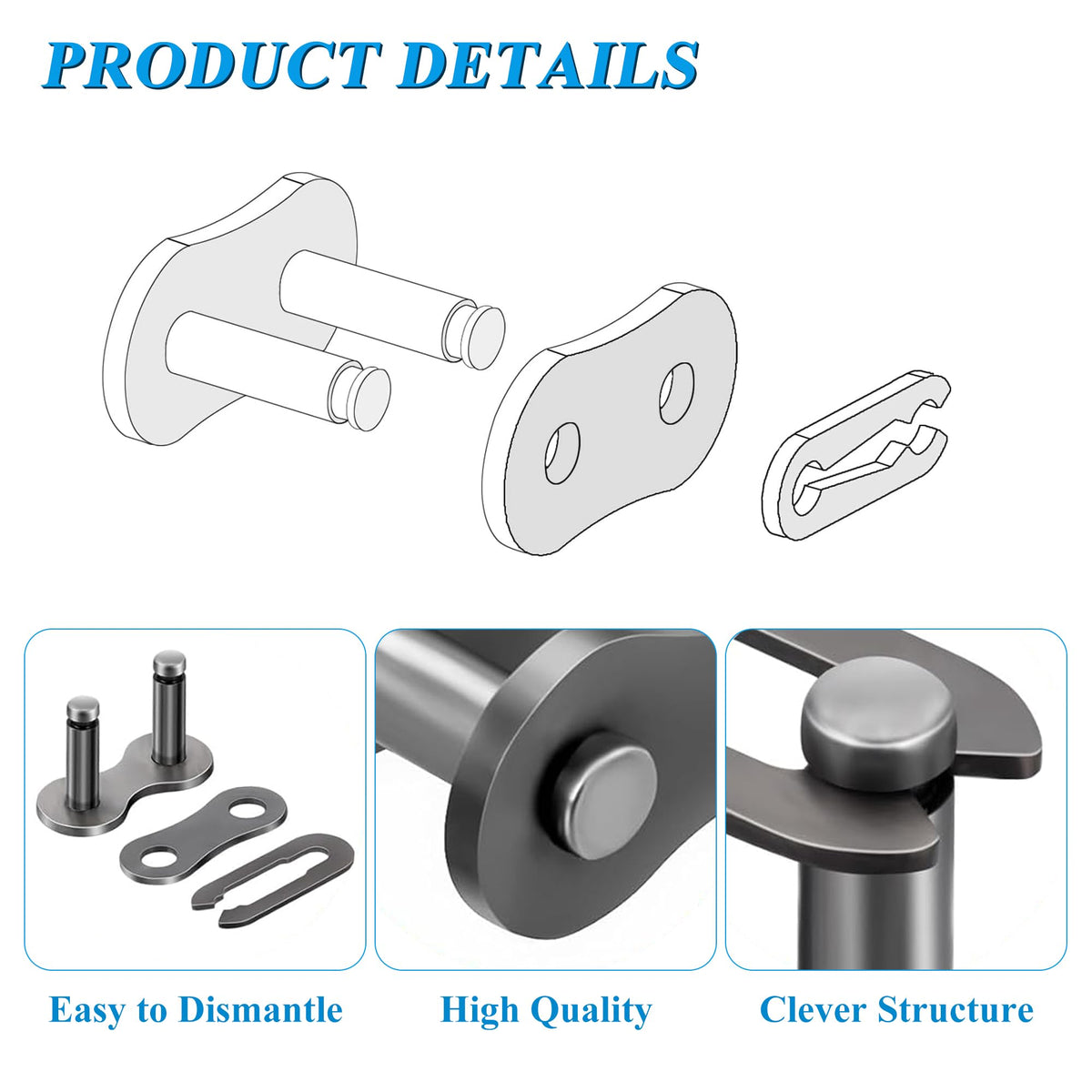 JOYYANGFANG #T8F Chain Master Link Roller 0.32" Spacing Chain Link