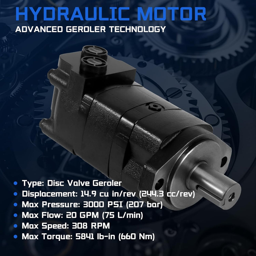 104-1027-006 Hydraulic Motor Replacement for Eaton Char-Lynn 2000 Series, 14.91 cu in/rev Displacement High Torque Low Speed Orbital Motor for Construction Agricultural Mining Equipment