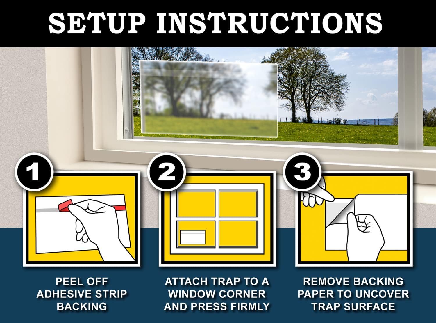 Window Fly Traps (24 XL Traps) Catch & Kill Houseflies, Flying Insects & Bugs. Non-Toxic Sticky Glue Traps Fly Killer