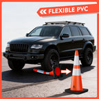Orange Traffic Safety Cones 28 Inch with Weighted Base, 8 Pack | Reflective Collar, Flexible PVC