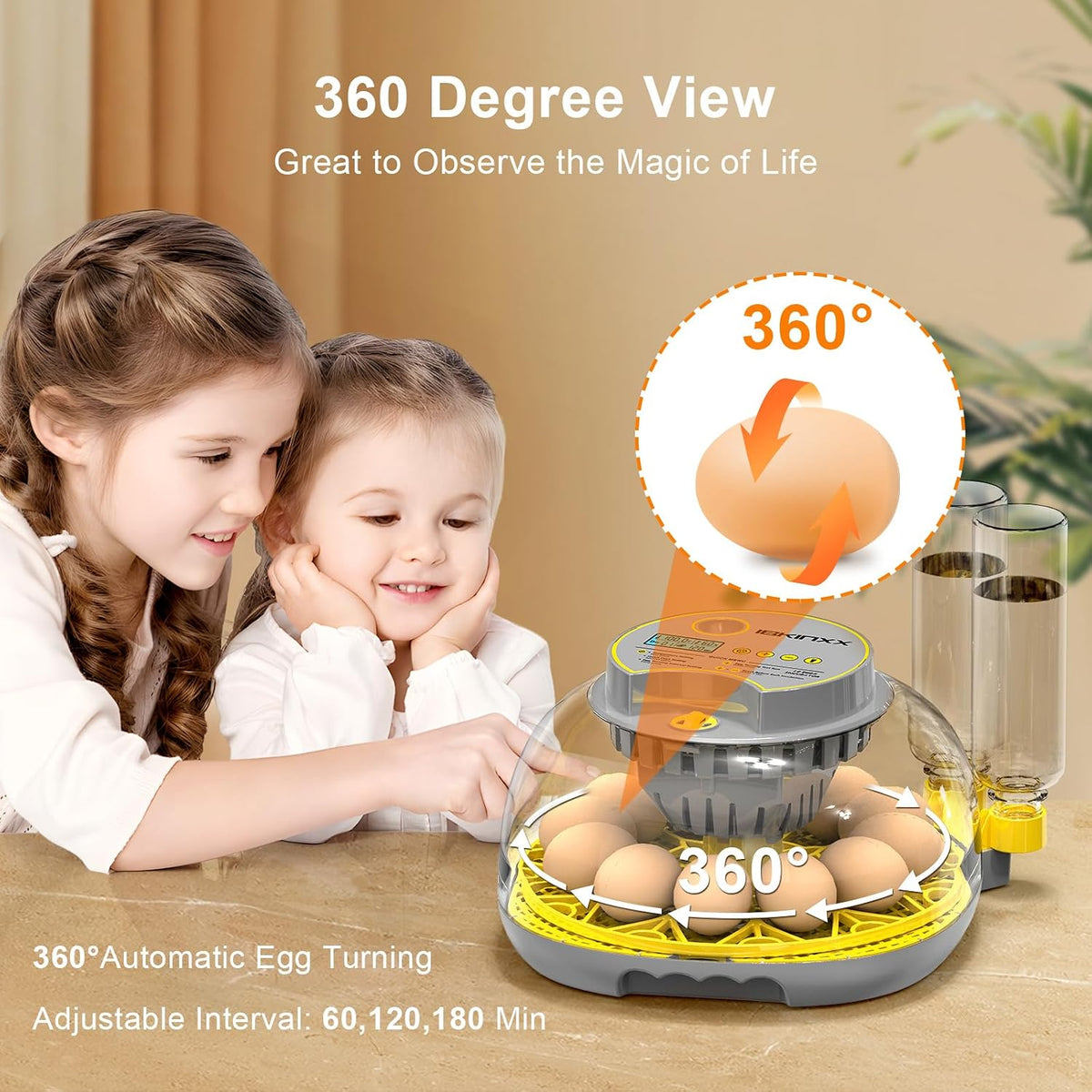 Incubator for Hatching Eggs - 12 Egg Capacity, 360° Viewing for Chicken