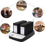 16 Wireless Buzzers Pager System Set with Vibration and Flashing Black