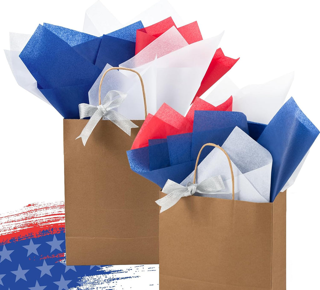 115 Sheets Red White & Blue Tissue Paper for Flag Day Gift Bags