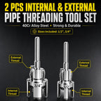 Internal & External Pipe Threading Tool(1/2'' 3/4'' Dies), 2025 New Function Pipe Thread Cutting Tool, Electric Drill Compatible PVC & Plastic Pipe Threader Kit for Home Repair (1/2"+ 3/4")