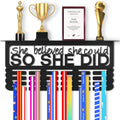 Medal Hanger Display with Trophy Shelf, Medal Holder Trophy Display Shelf | Upgraded Sports Ribbon Holder Simple Wall