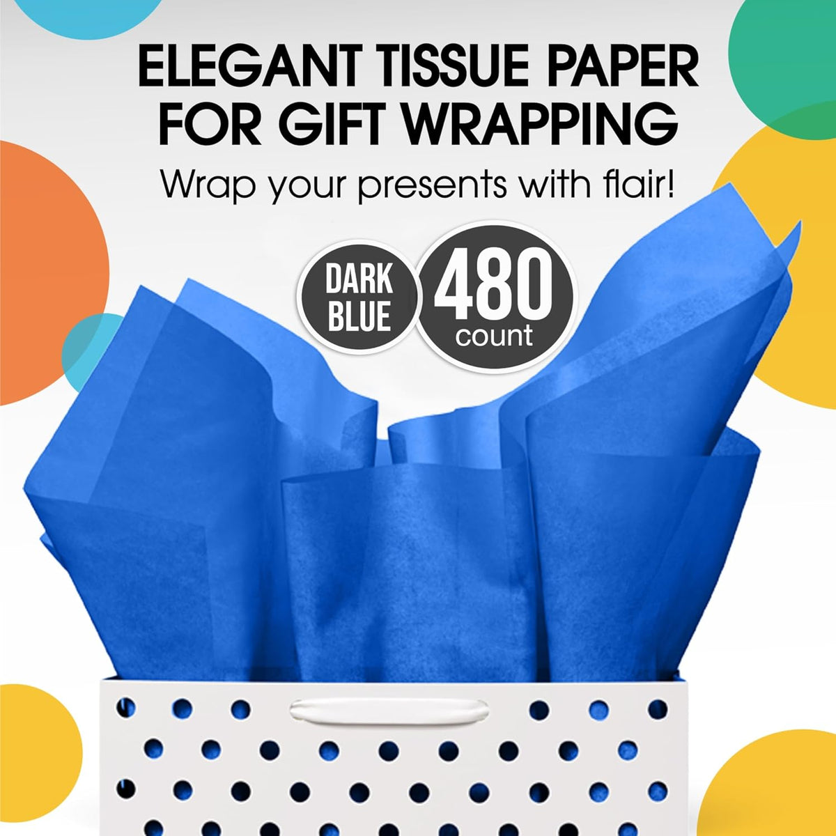Dark Blue Tissue Paper for Gift Bags 15" X 20" 480 Sheets