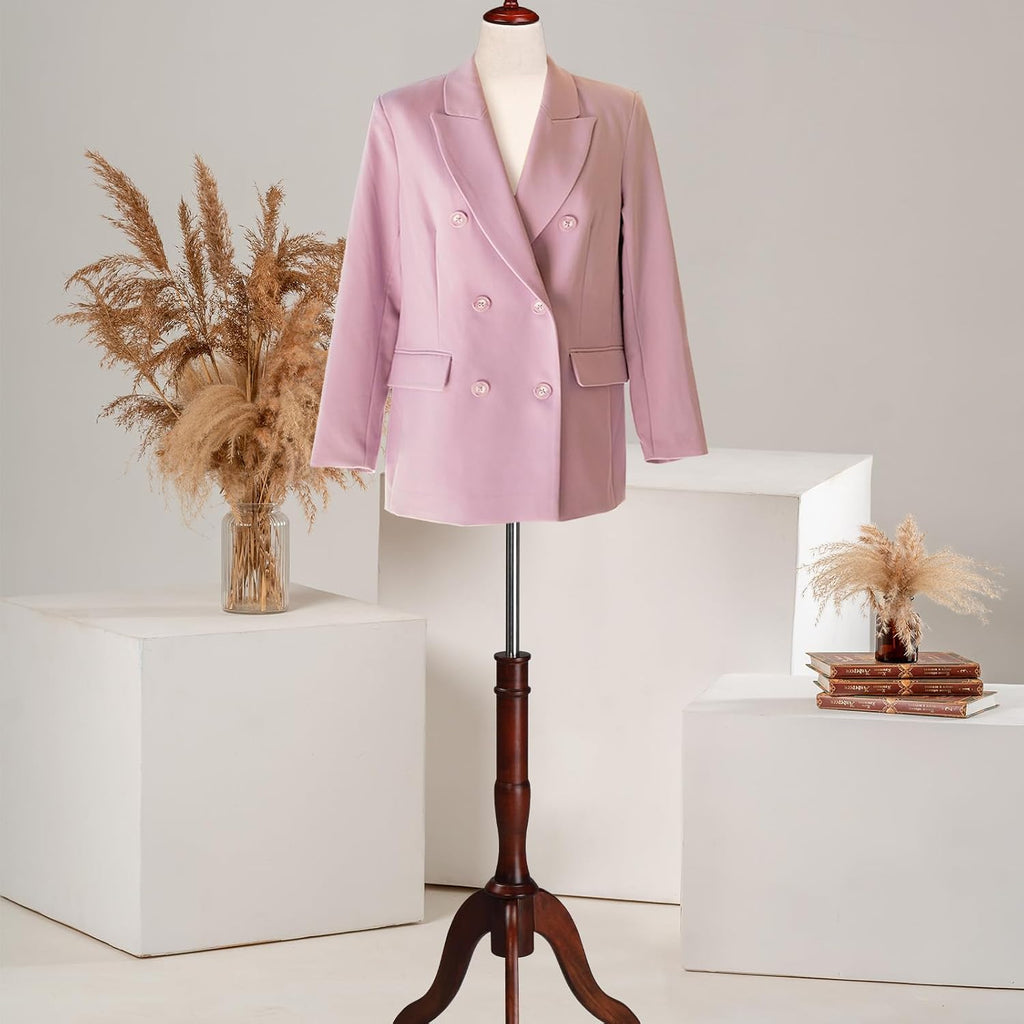Female Dress Form Pinnable Mannequin Body Torso with Wooden Tripod Base Stand (Beige, 10-12)