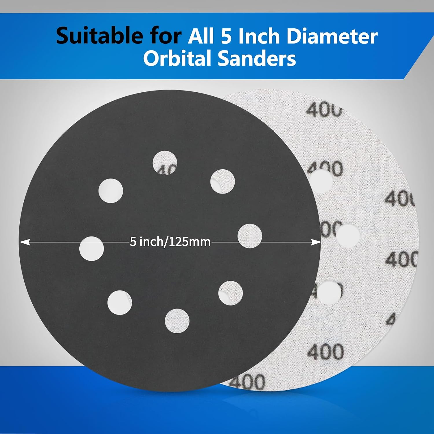 70PCS 5 Inch Hook & Loop Sanding Discs, 8 Holes 400-3000 Grit | Silicon Carbide Abrasive, Wet Dry Sandpaper