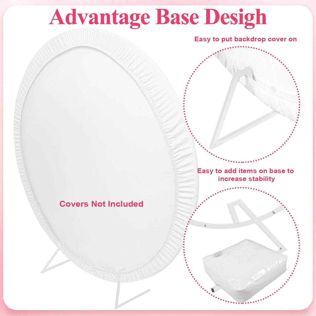Round Backdrop Stand 7.2FT White Metal Circle Balloon Arch Frame