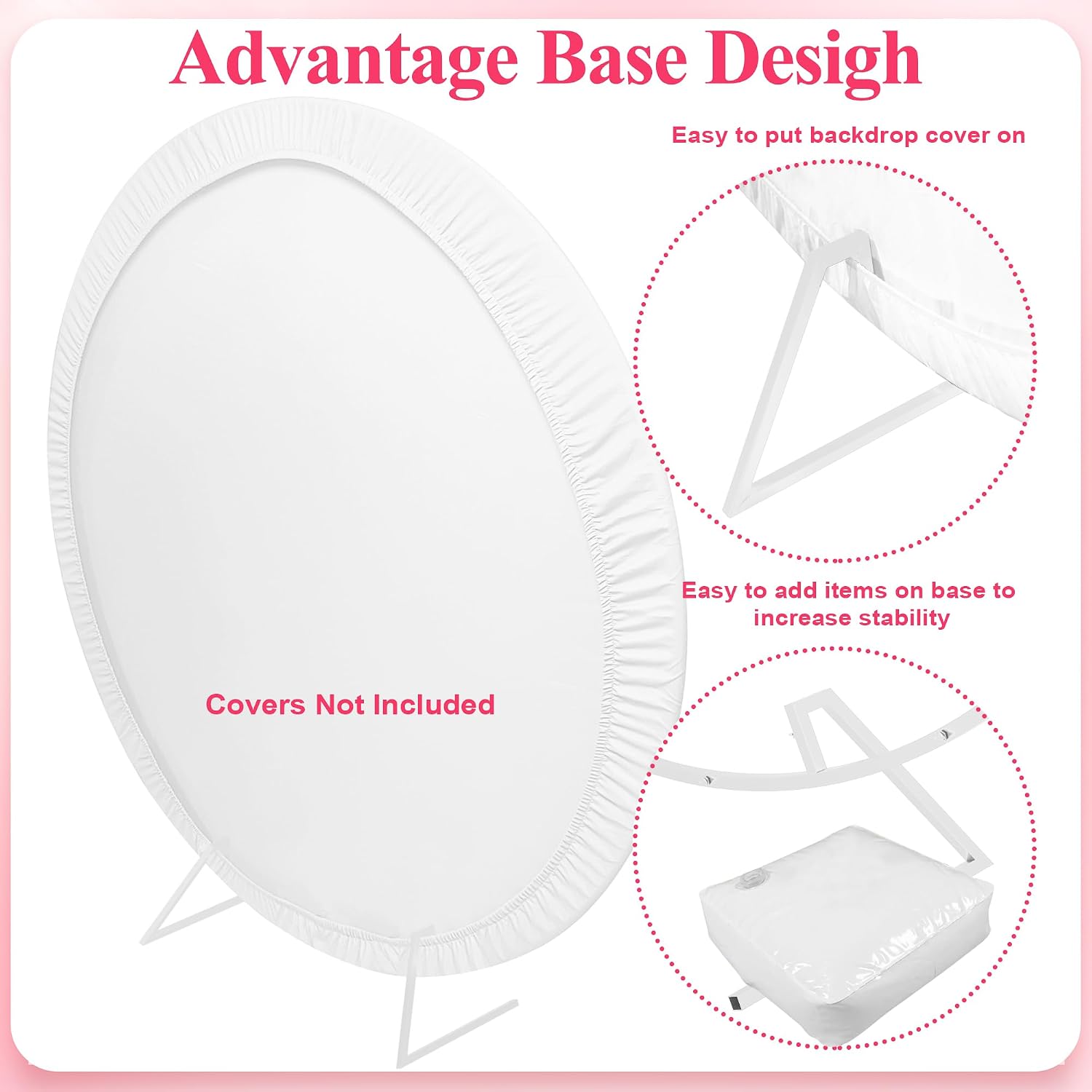 Round Backdrop Stand 7.2FT White Metal Circle Balloon Arch Frame