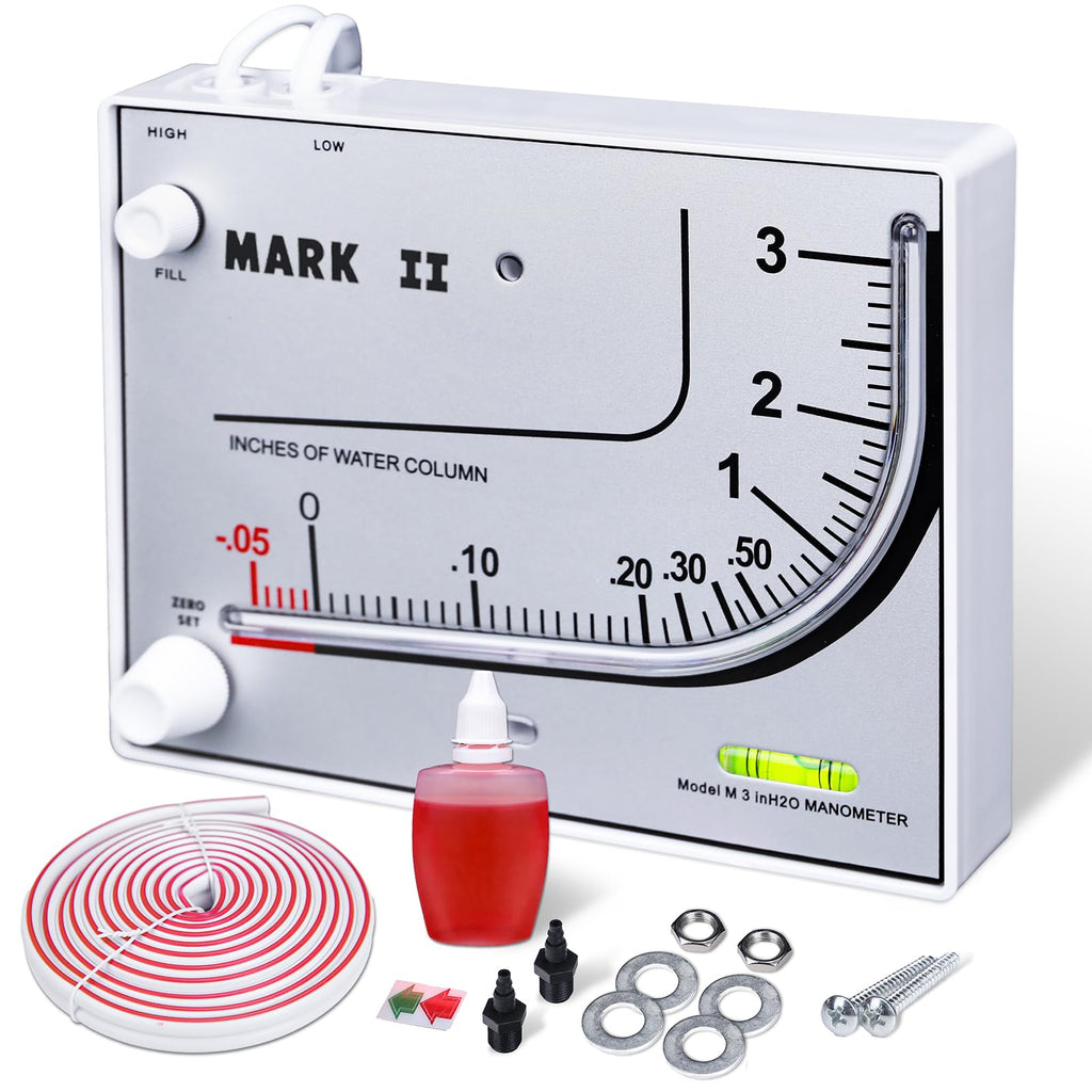 Mark II 25 Liquid Filled Manometer, 0-3" w.c., Accuracy 3% Full-Scale