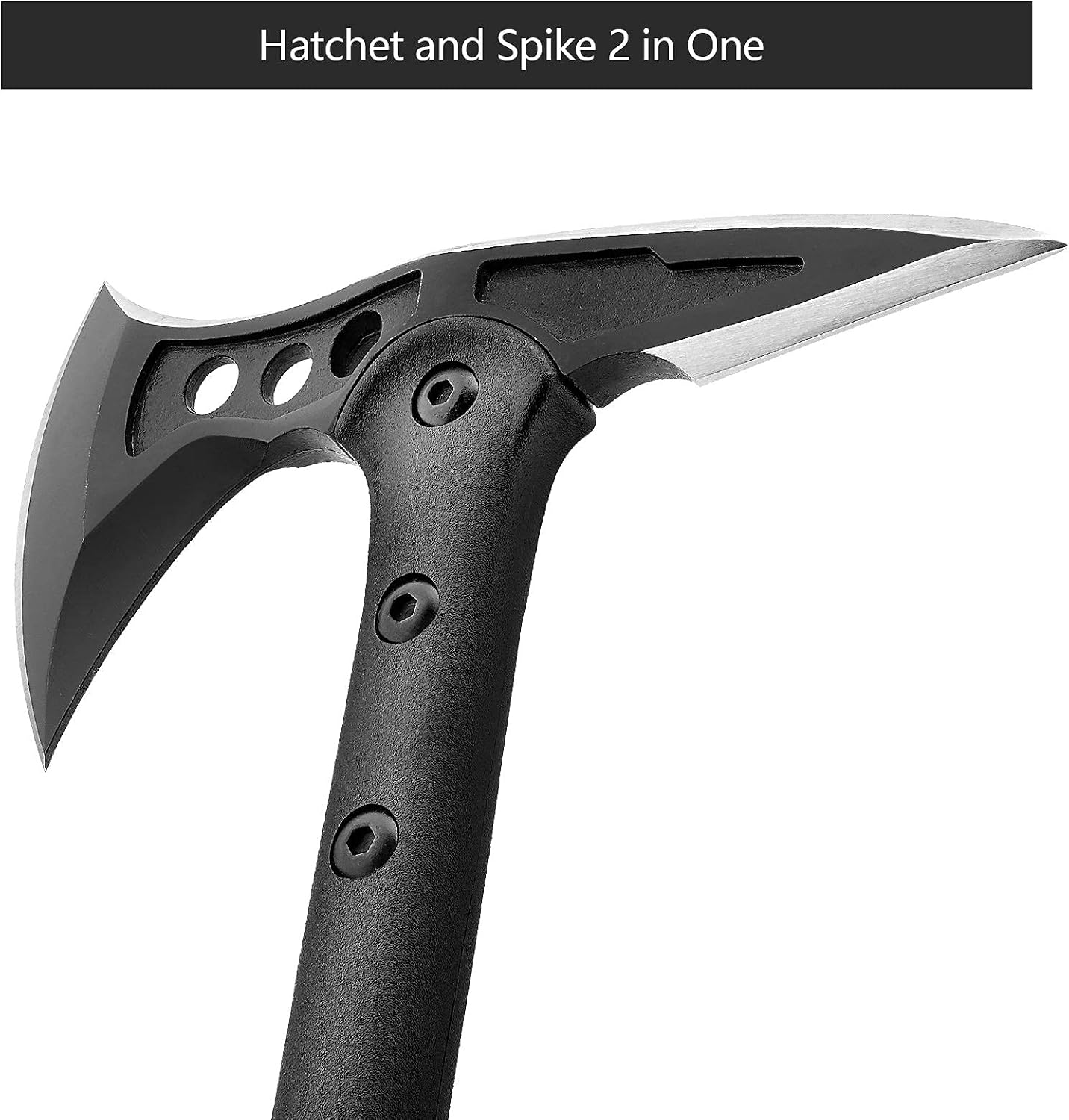 Camping Axe, Survival Throwing Hatchet with Sheath, Tactical Tomahawk with Spike, Nylon Fiber Handle for Outdoor