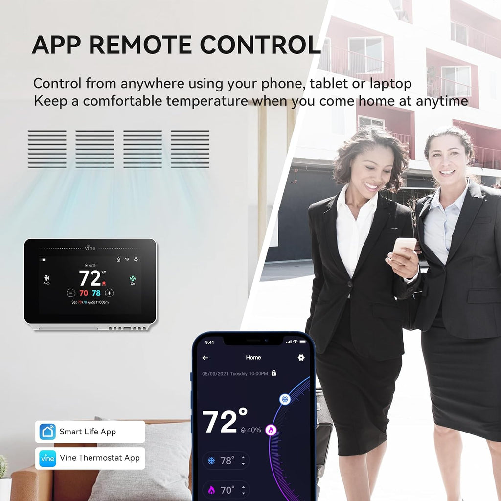 Programmable Thermostat for House with 4.3" Touch Screen, WiFi Smart Home Thermostat for AC and Heating, App/Voice