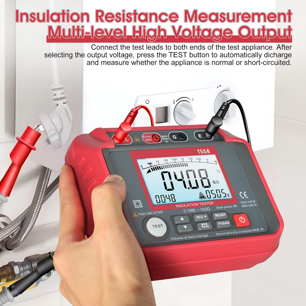 Megohmmeter, 1000V/2500V/5000V Digital Insulation Resistance Tester