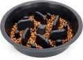 Dog Slow Feeder Bowl - Reduce Slip Puzzle Bowl for Elevated Pet Feeders - Interactive Bloat Stop Dog Dishes - Dark