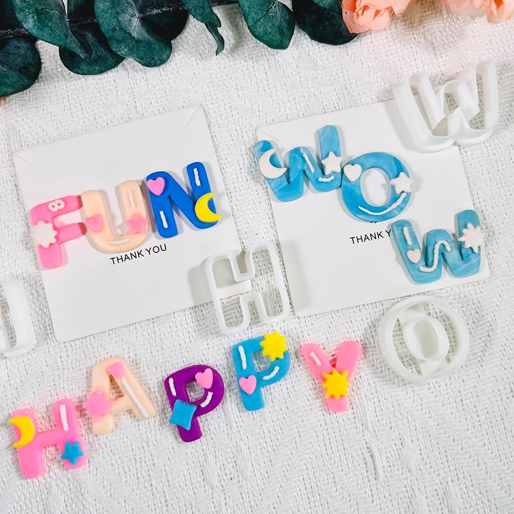 Alphabet Polymer Clay Cutters: 26 Pcs, Letter Designs for Polymer Clay Jewelry,Letter Clay Molds for DIY Custom Clay