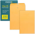 10 x 15 Clasp Envelopes - 100 Pack Brown Kraft Catalog Mailing Gummed Seal Envelope - 28lb Heavyweight 10x15 Inches