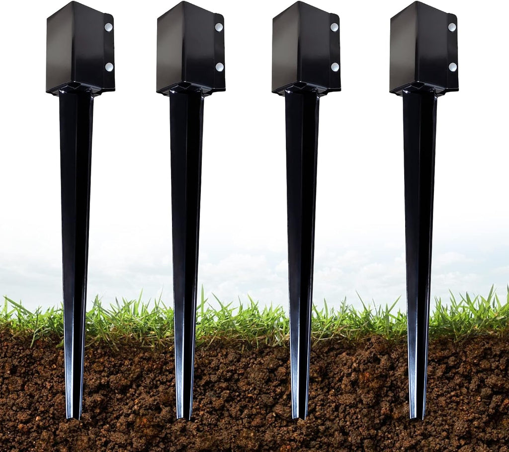 4 Pcs 32 Inch 4"x4" Fence Post Anchor Ground Spike (Fit 3.5"x3.5")