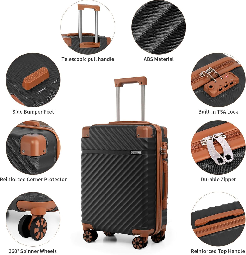 Luggage Sets 5 Piece with TSA Lock Spinner Wheels, Unisex Hard Case ABS Suitcase Set, Hardshell Lightweight
