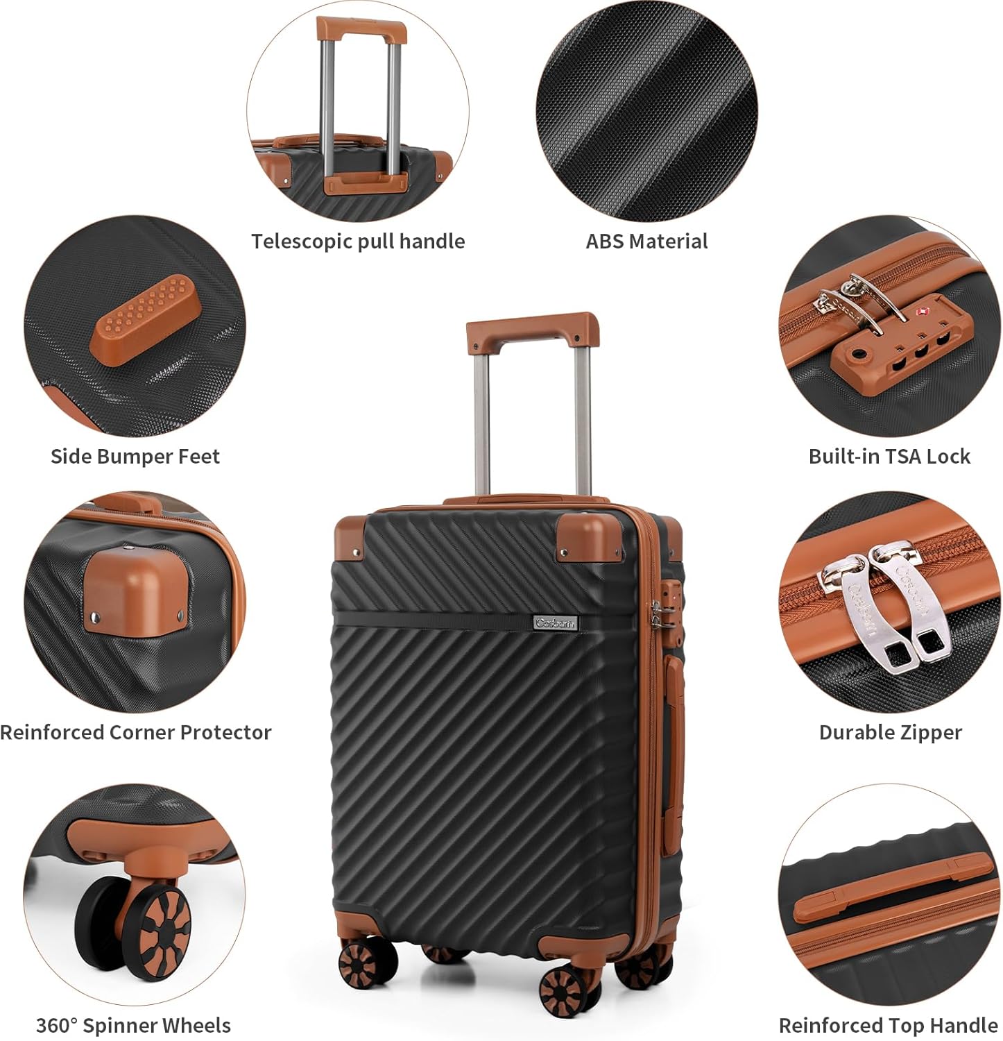Luggage Sets 5 Piece with TSA Lock Spinner Wheels, Unisex Hard Case ABS Suitcase Set, Hardshell Lightweight