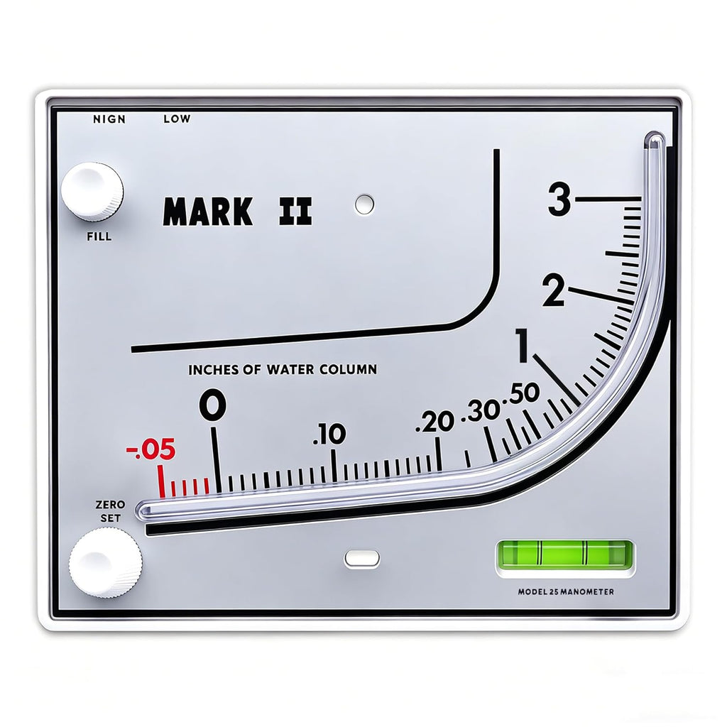 Mark II 25 Liquid Filled Manometer, 3" wc, 3% Accuracy for Pressure Testing