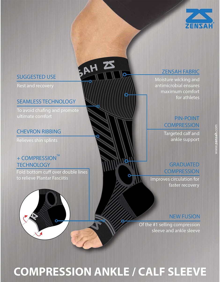 Ankle/Calf Compression Sleeves- Toeless Socks for Circulation, Swelling for Men and Women