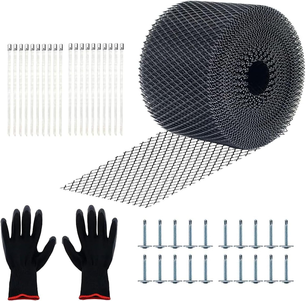 Jade.M.Lua 5 Inch ×100 Ft Gutter Guard Mesh Roll, Leaf Filter with Installation Screws
