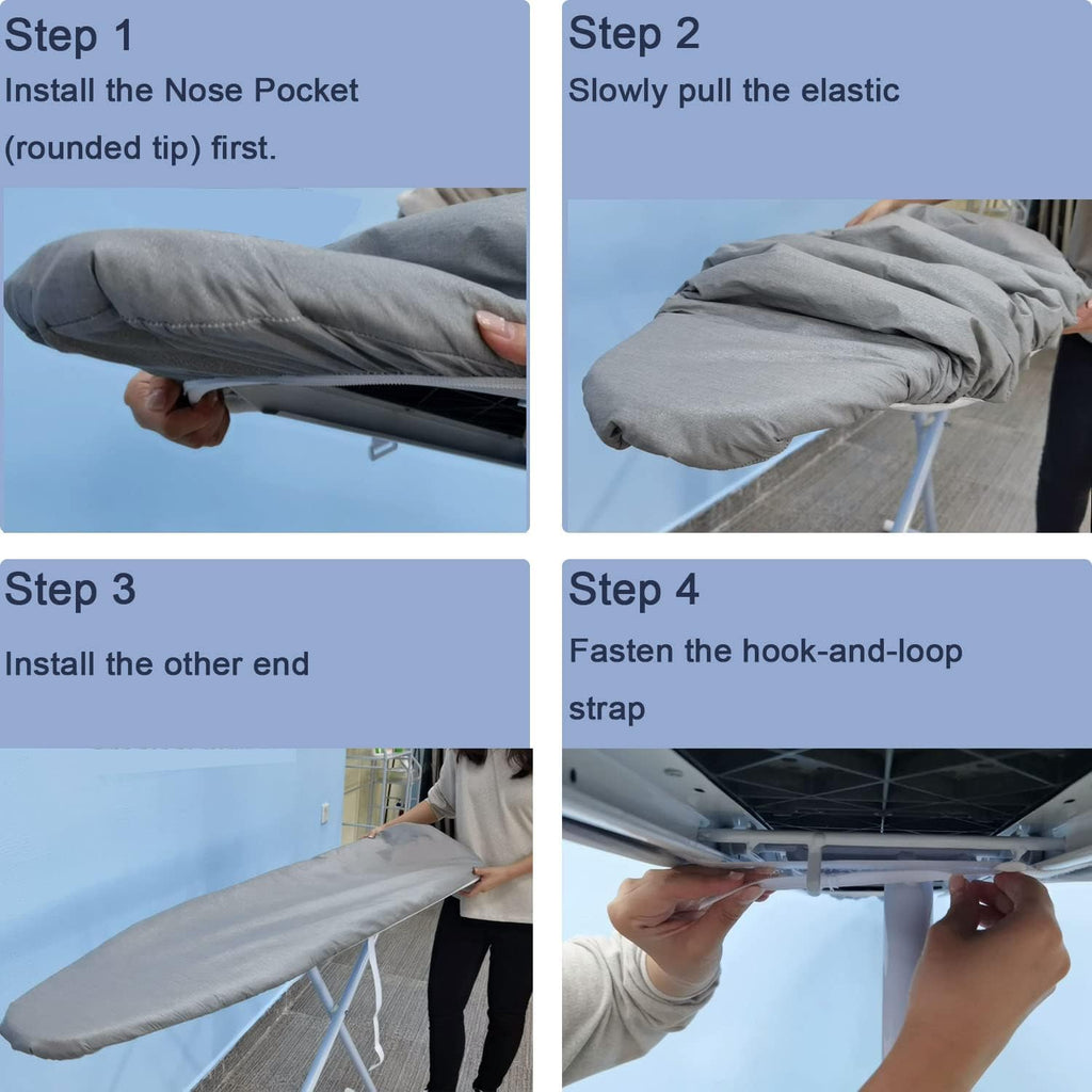 Ironing Board Cover and Pad, Standard Size 15x54, Thick Padding | Elastic Edge, Silicone Coated, Scorch Resistant