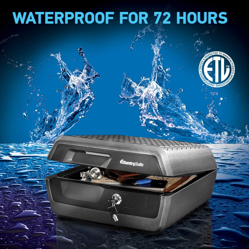 Fireproof and Waterproof Document Safe with Key Lock, Lock Box for Cash, Passport, Jewelry, Exterior: 16.5 in W x