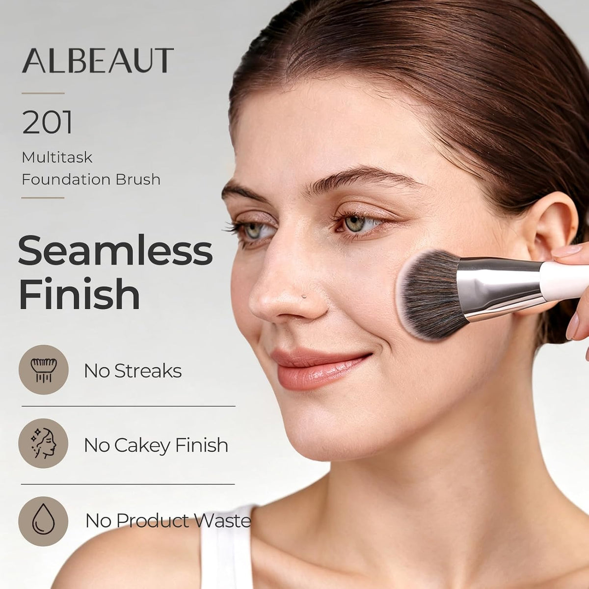 201 Angled Foundation Brush for Flawless Makeup Application Professional Liquid, Cream Powder Foundation Brush with