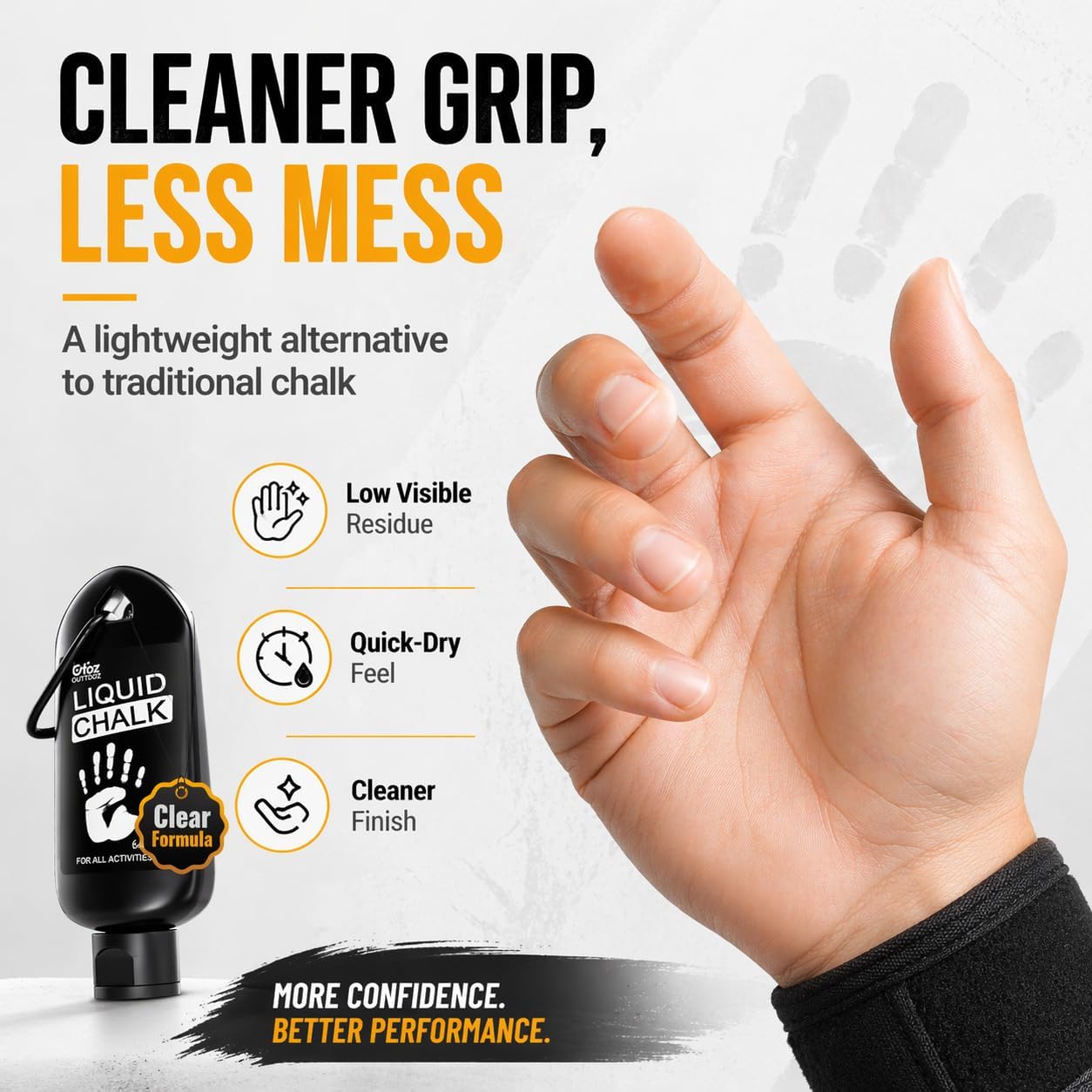 Clear Liquid Chalk 60 ml, Low-Residue Grip for Gym & Climbing | Low-Residue, Quick-Dry Grip for Lifting, Climbing