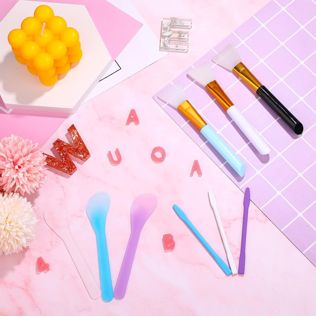12 Pcs Silicone Stir Sticks Kit, Silicone Epoxy Brushes, Stir Tool Sticks, Mixing Spoon, Scraper DIY Crafts Tools for