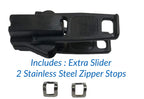 EZ-Xtend Lenzip #10 Separating Zipper, Dbl Plastic Lock Pull (Black, 18")