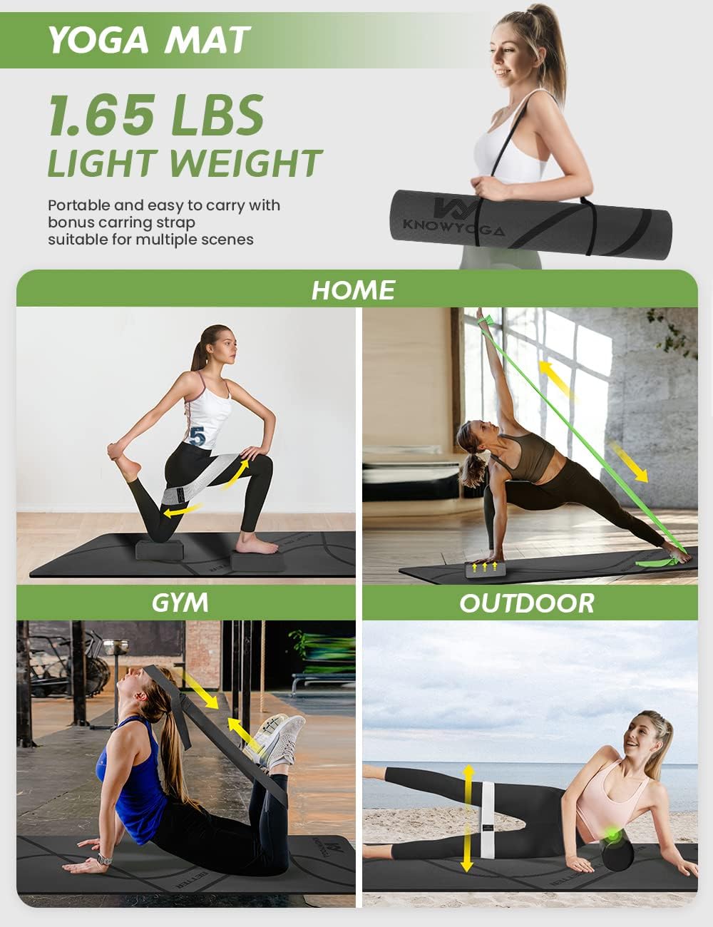 Yoga Starter Kit 12 in 1 - Yoga Set Include Yoga Mat, Foam Roller, 4 Resistance Bands, Yoga Blocks 2 Pack with Strap