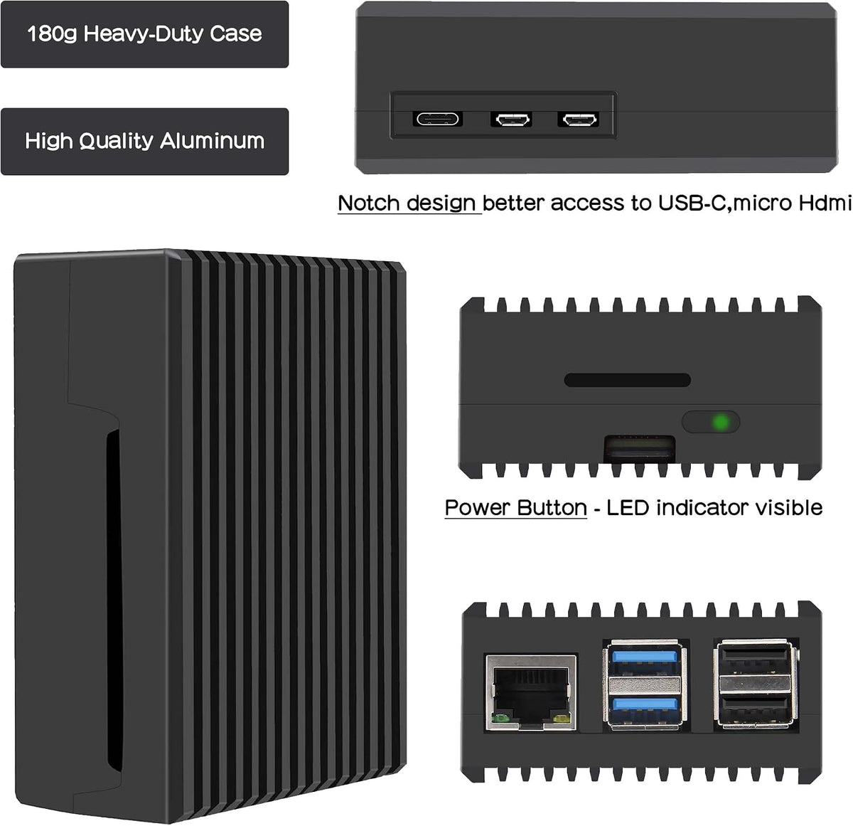 Geekworm P573 Heavy-Duty Passive Cooling Aluminum Case for Raspberry Pi 5