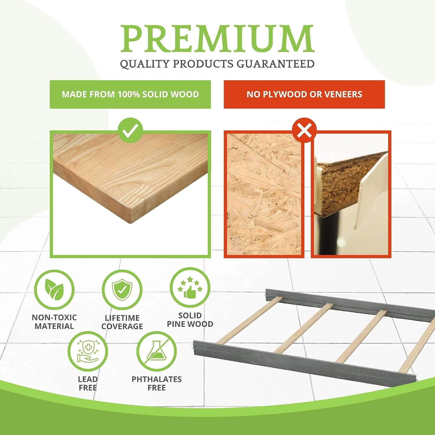 Full-Size Conversion Kit Bed Rails for Oxford, Soho, Ozlo & Avalon Baby Convertible Cribs - Solid Wood - Toddler &