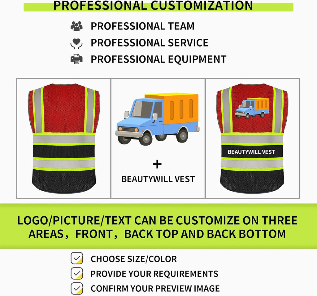 Custom Logo Safety Vest Class2 High Visibility Reflective Vest Breathable Construction Vest