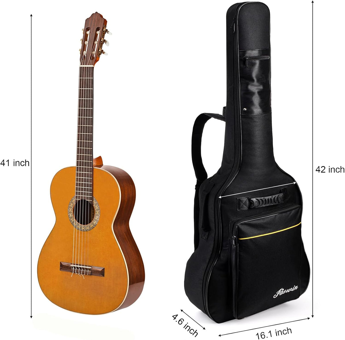 41 Inches Guitar Bag Dual Adjustable Shoulder Strap Acoustic Guitar Case Gig Bag, Waterproof Oxford Cloth 0.3 Inch
