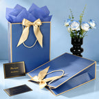 Medium Blue Birthday Gift Bags with Tissue Paper & Handles 4-Pack