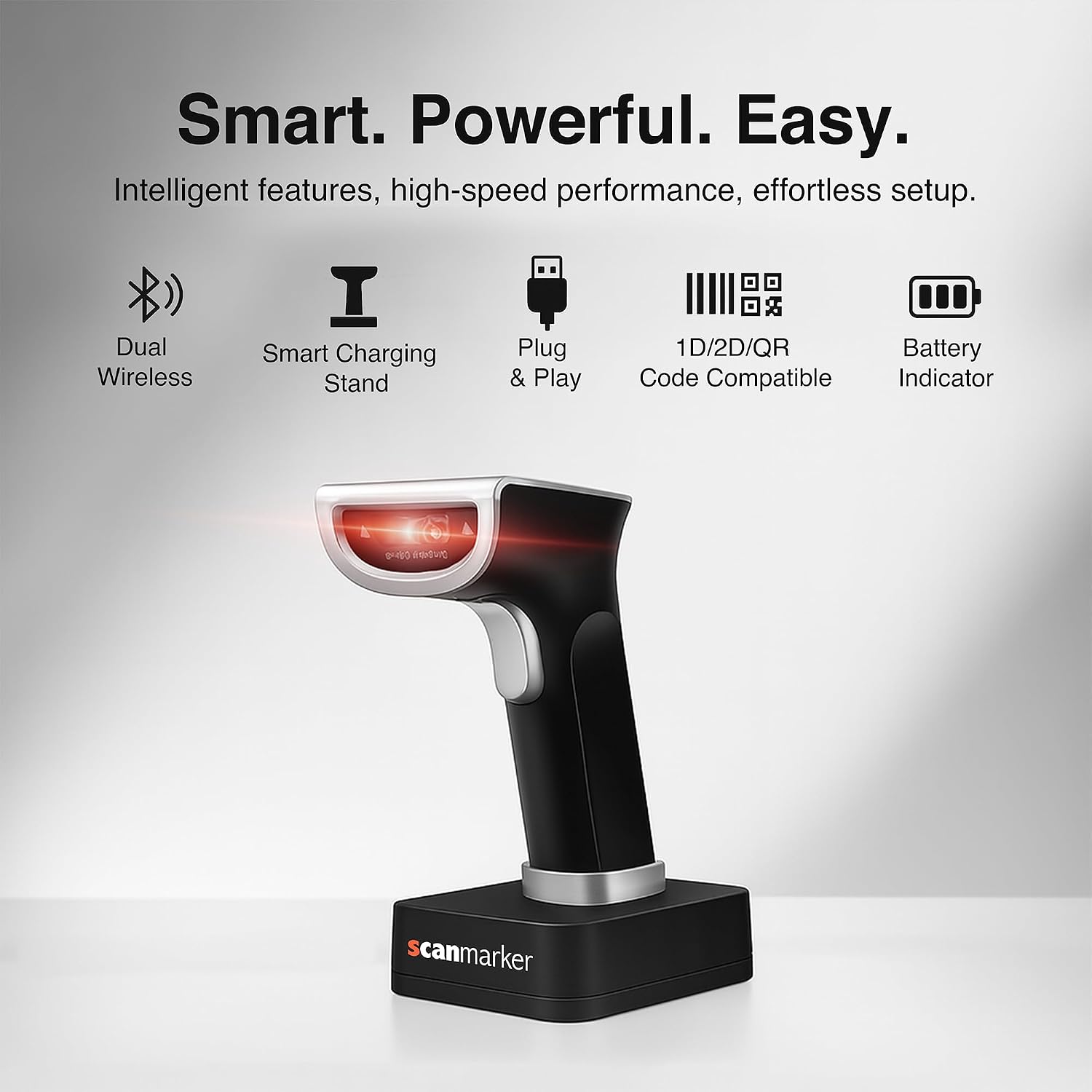 1D/2D Barcode Scanner Wireless – Boost Speed & Accuracy with Bluetooth Barcode Scanner & 2.4G Modes – Handheld QR &