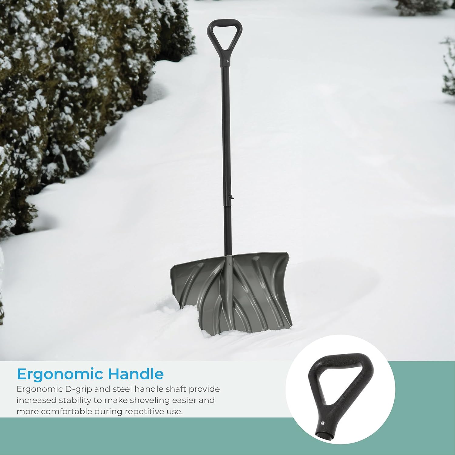 20" Combination Snow Shovel/Pusher, Grey/Black