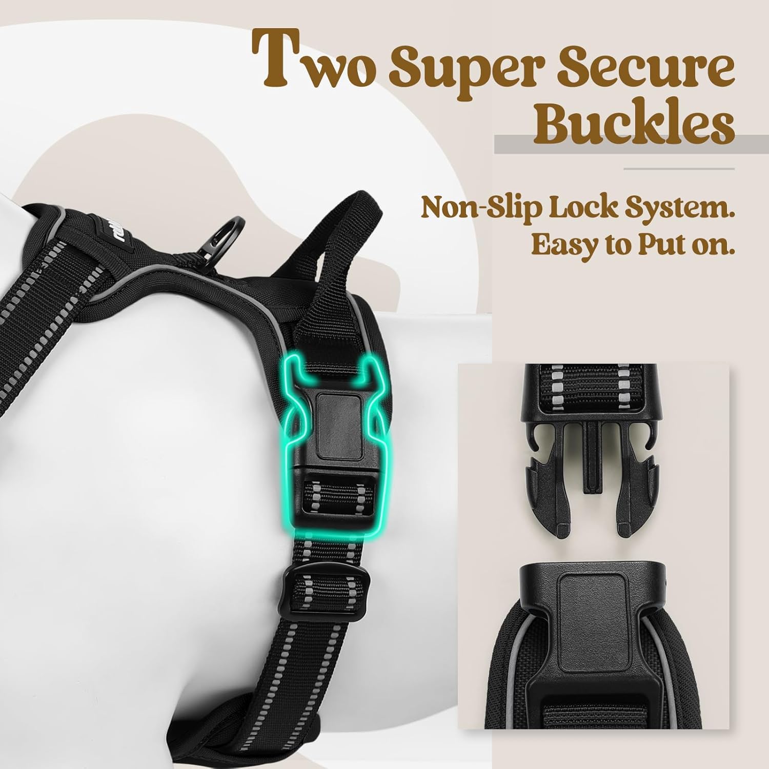Dog Harness No Pull with 2 Leash Clips, Adjustable Soft Padded, Reflective Oxford No Choke Pet Vest with Easy Control