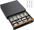 Cash Register Drawer 16 inch: 5 Bill 8 Coin Media Slot for POS, 405R | RJ-12, Metal Case Auto & Manual Open