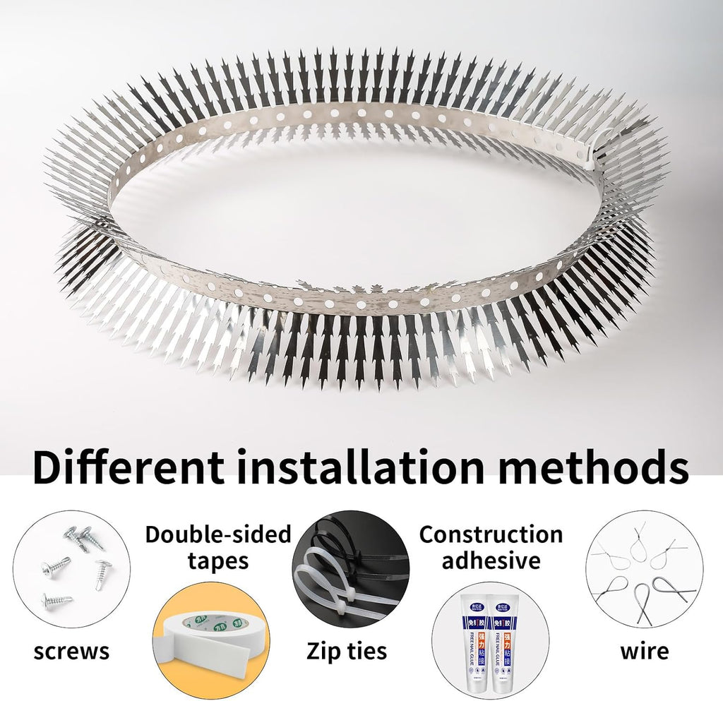 Bird Spikes.Raccoon Snake Deterrent.Squirrel Spikes.Stainless Steel Squirrel baffles for Bird feeders.Anti Climb