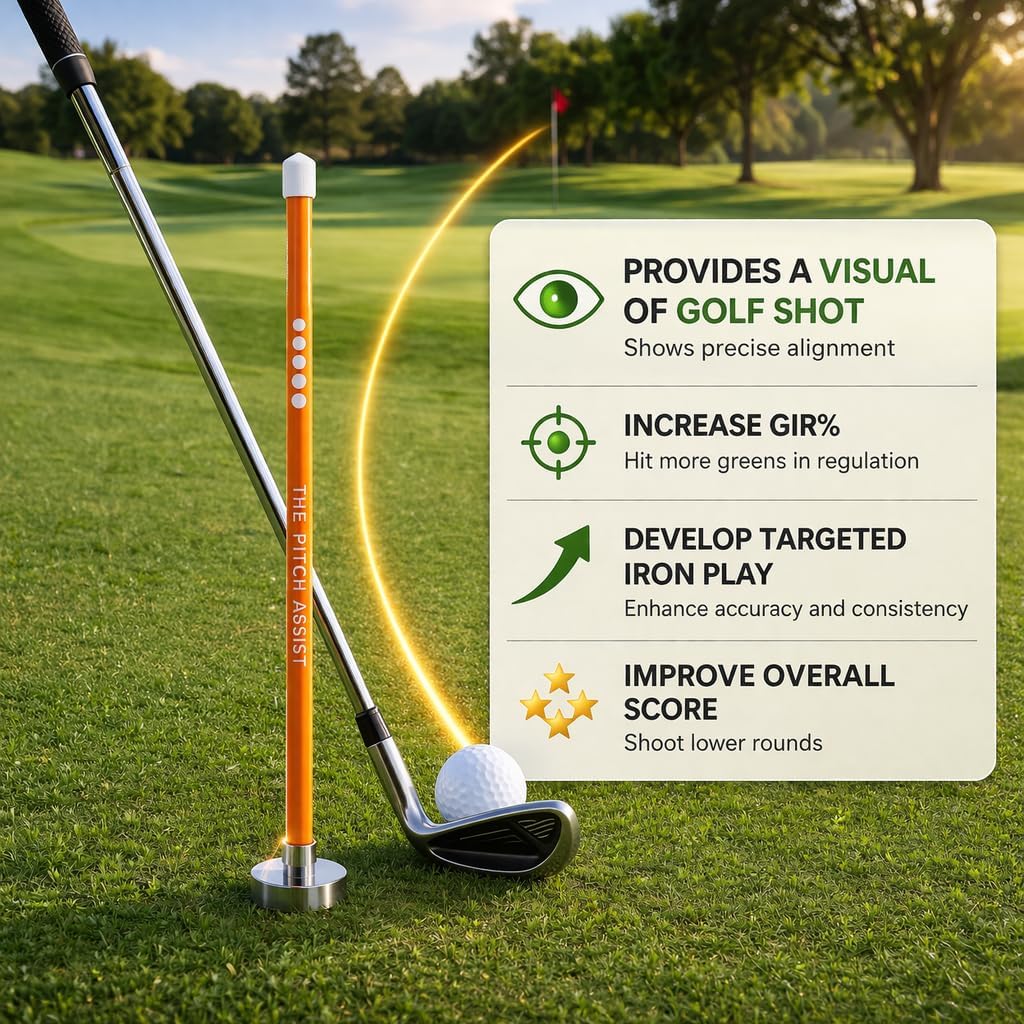 THE Pitch Assist Golf Magnetic Alignment Rods Club Face Magnet | Golf Training Aid Alignment Stick for Precise Aim