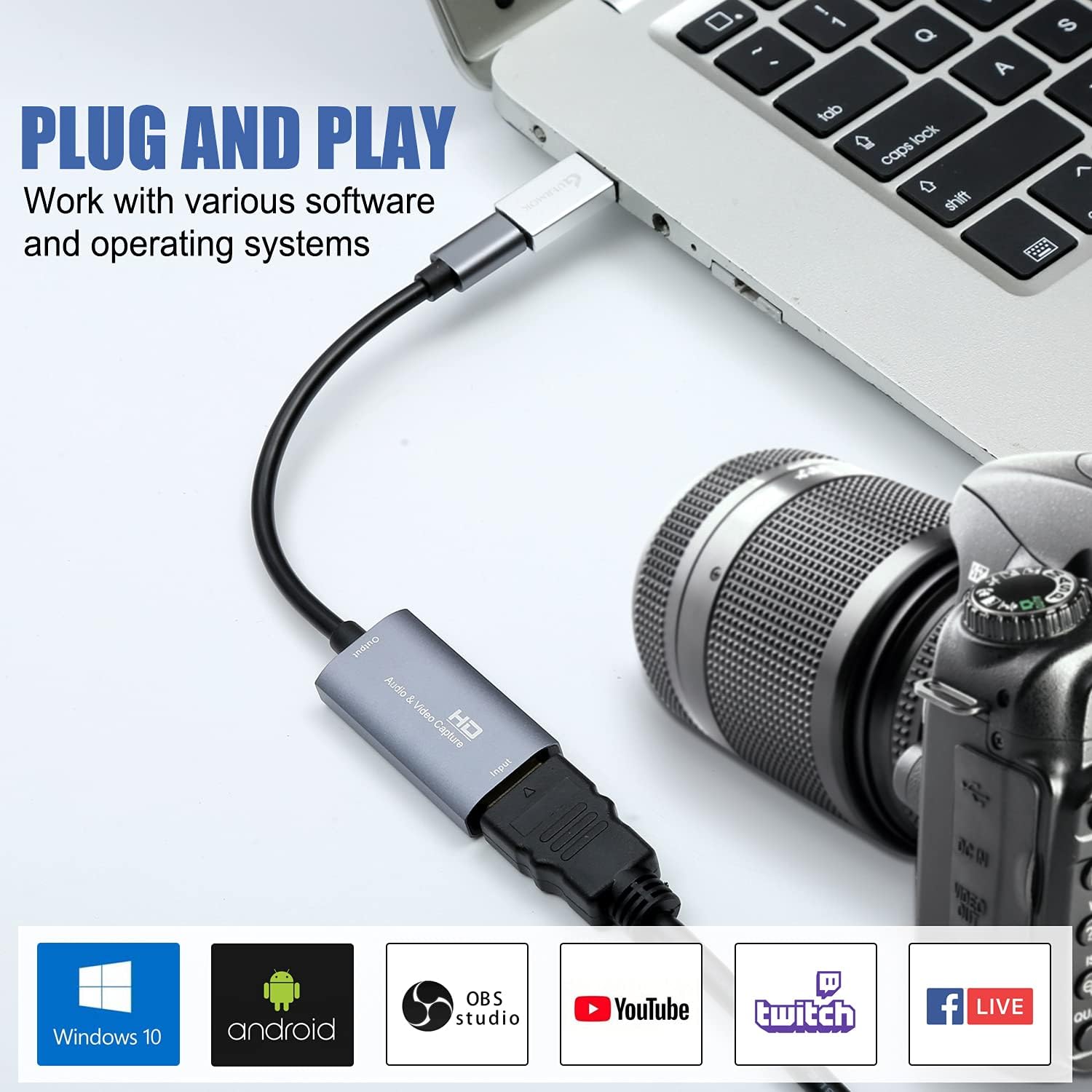 Video Capture Card, 4K USB3.0 HDMI to USB C, 1080P 60FPS & 2K 30FPS | Capture Card for Streaming, Compatible with