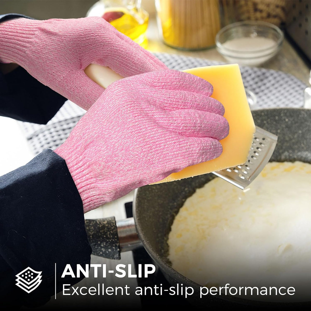 Level 5 Cut Resistant Gloves with Non-Slip Grip, 2 Pairs
