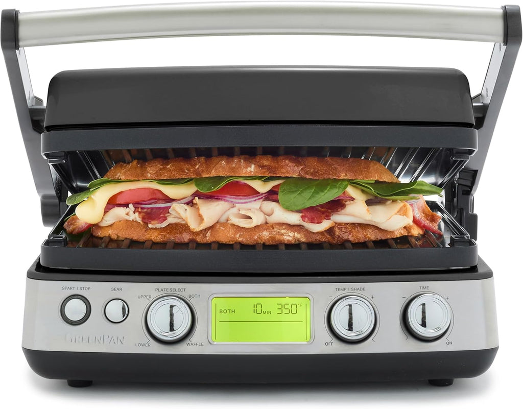 Elite 6-in-1 Multi-Function Contact Grill & Griddle, Healthy Ceramic Nonstick Reversible Plates, Adjustable Shade &