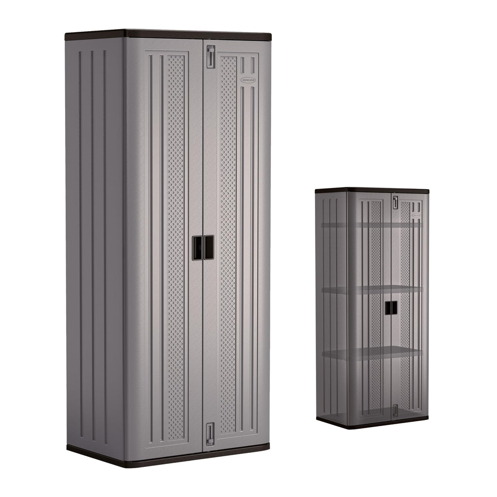 72-Inch Tall Storage Cabinet, Platinum Resin Garage Storage Cabinet