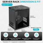 12U Wall Mount Server Rack Cabinet for 19'' IT Equipment, AV Device